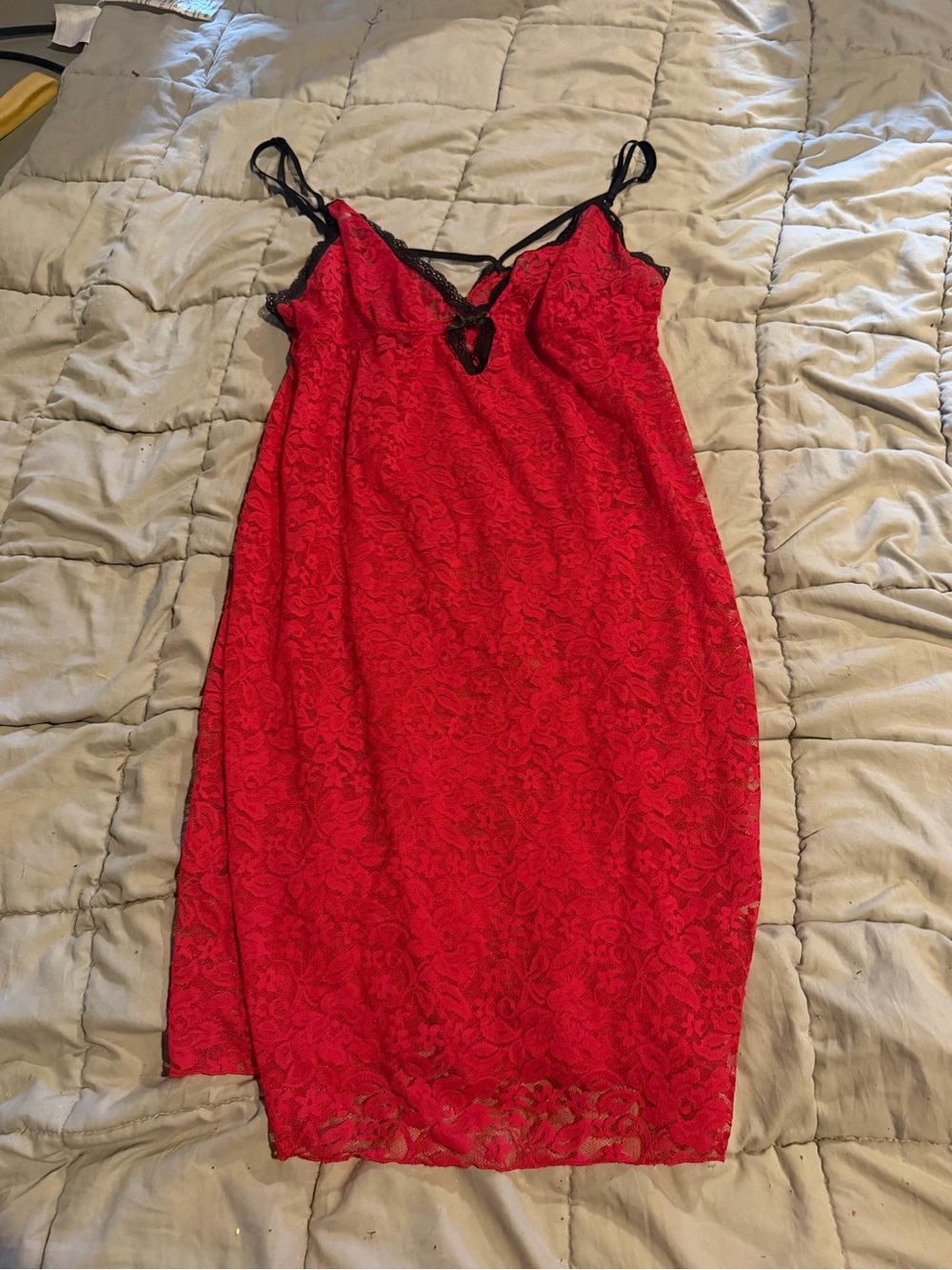Apt. 9 Red Lace Chemise with Black Trim